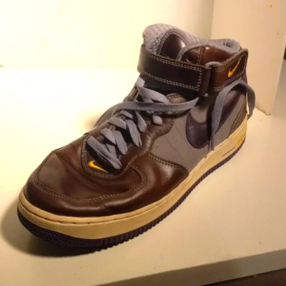 VTG Nike Air Force 1 Mid Premium Lace Up Sneakers Shoes Brown Mens Size 9.5 - Picture 2 of 9